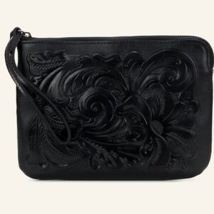 Patricia Nash Cassini Wristlet Black Leather